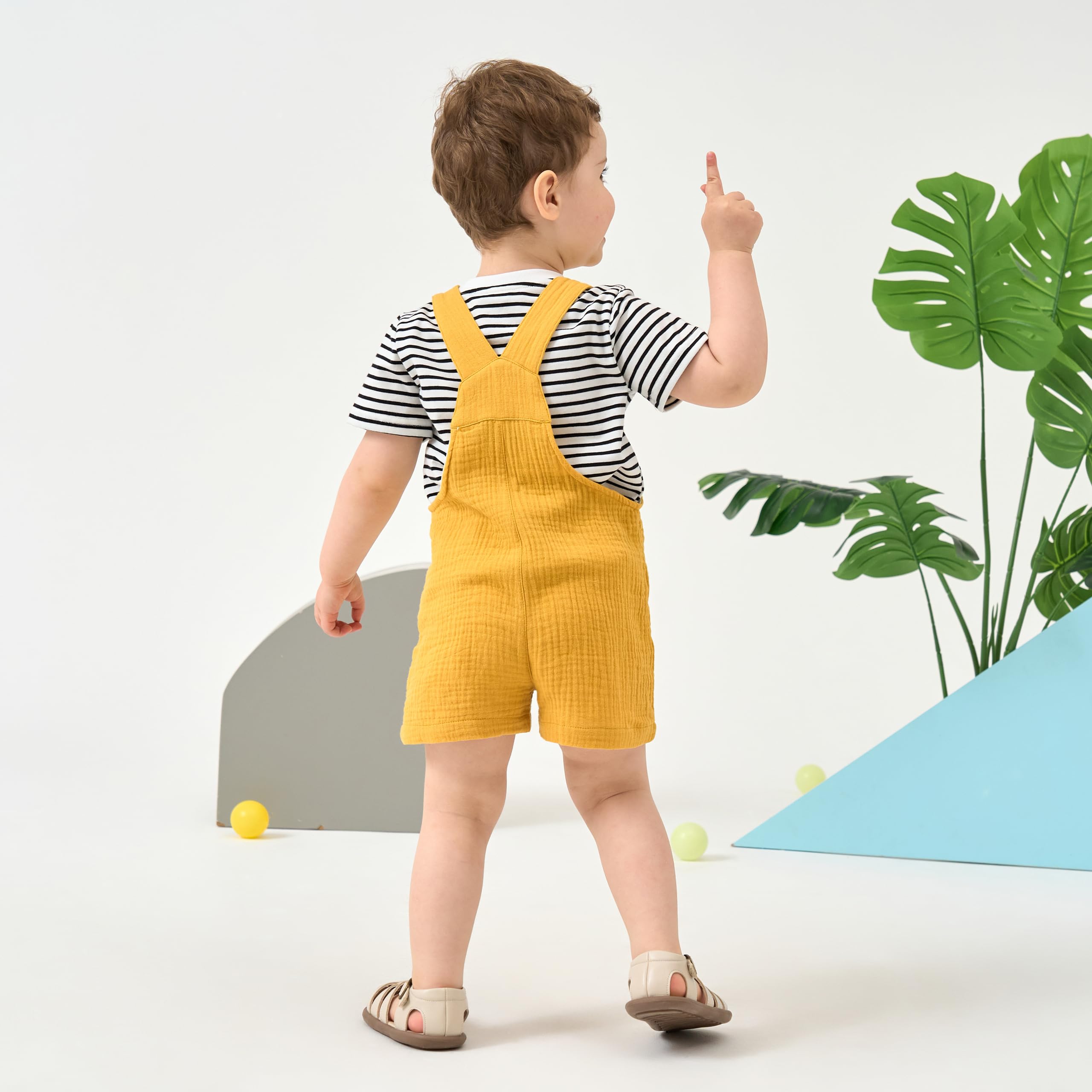 Volunboy 2tlg Babykleidung Set, Sommer Kleidung Outfit Kurze Latzhose/Overalls & Gestreiftem T-Shirt für Baby/Kleinkind
