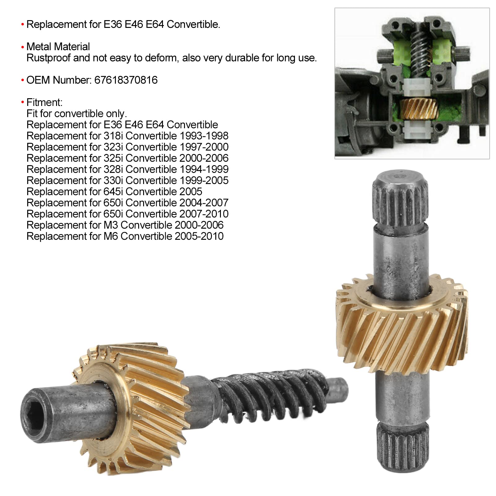 Kit di riparazione del motore con motore superiore convertibile Klatata Klatata 67618370816, ingranaggio del motore di sostituzione diretto e fibbia per il fissaggio della parte