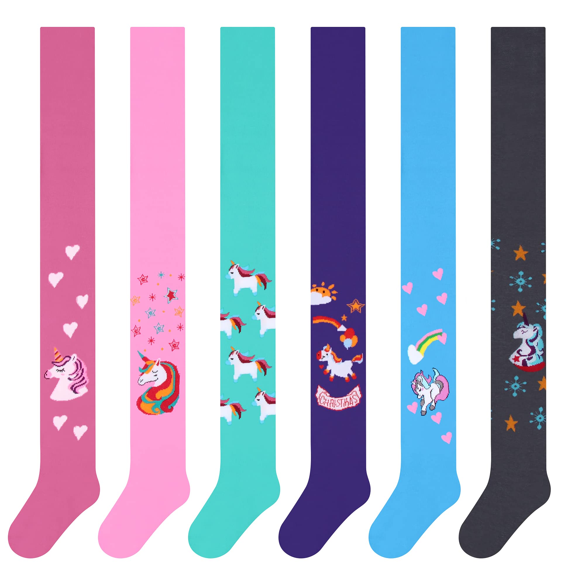 L&K-II 6er Collant da bambina per bambini collant lavorato a maglia con motivi unicorno multicolori in una taglia 74-128 2712