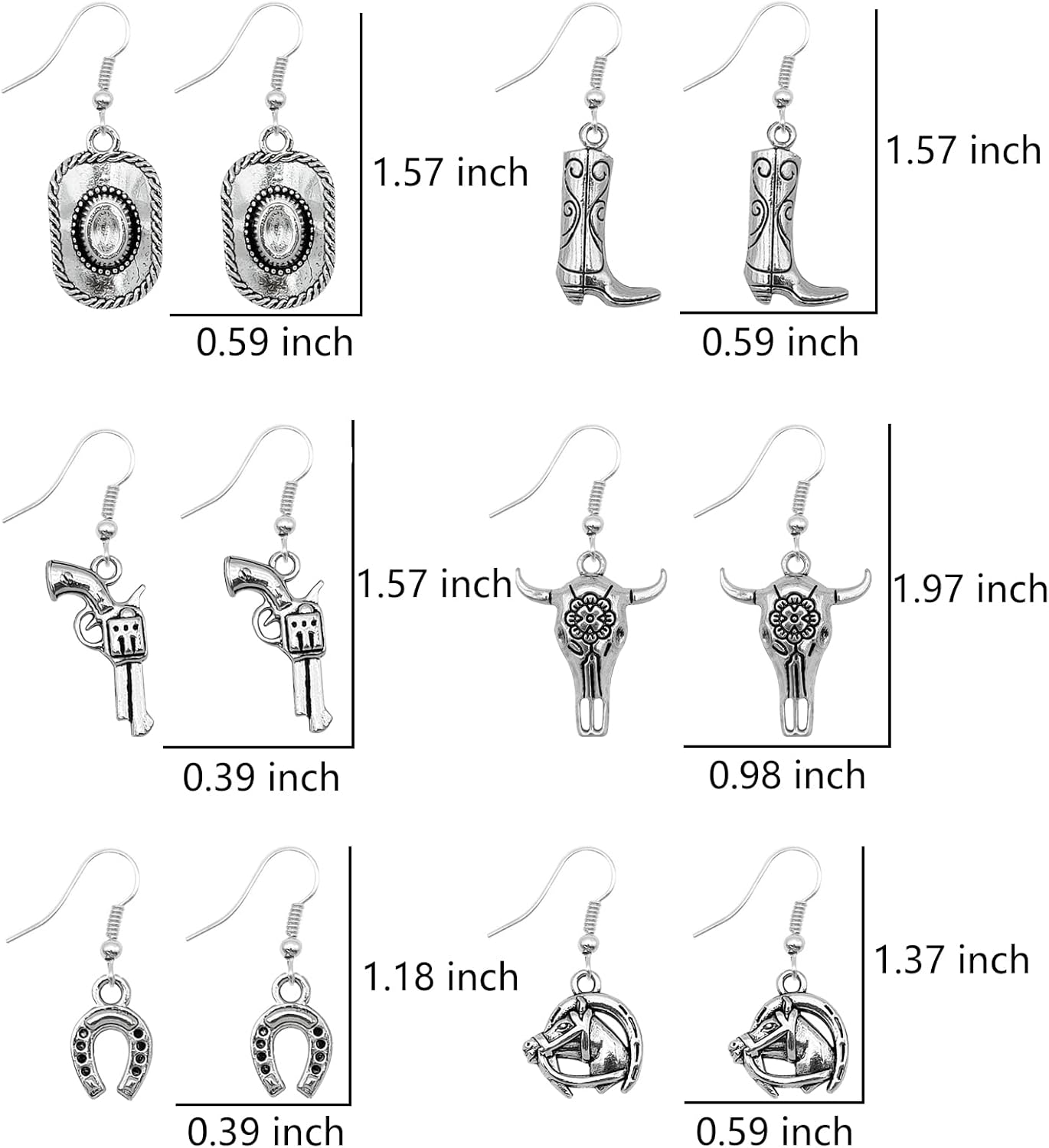 Western Earrings for Women Cowgirl Earrings Cowboy Boot Earrings Cowboy Hat Cattle Head Pistol Earrings Rodeo Country Earrings for Women - Image 6