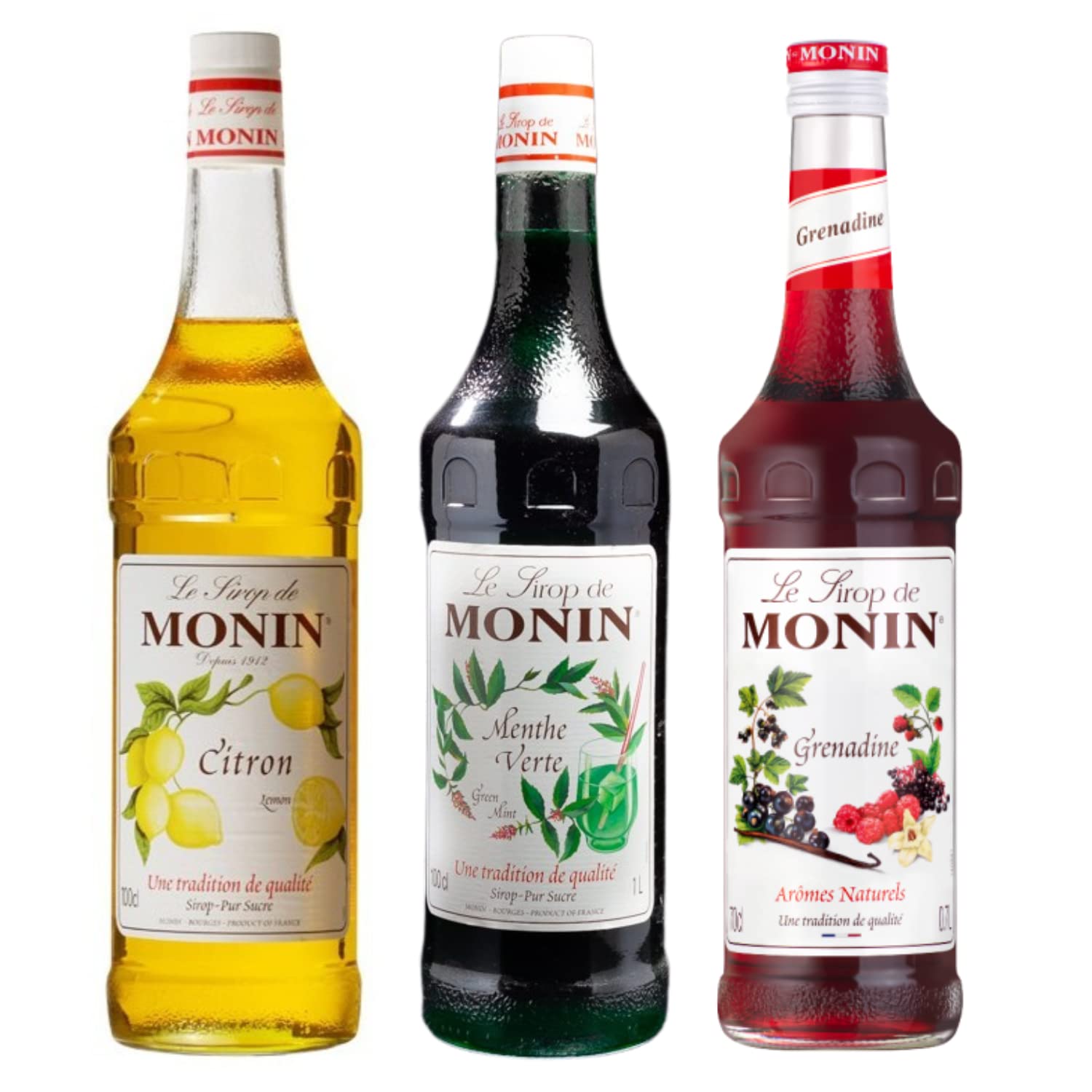 Lot sirops incontournables - 3x1L Citron, Menthe, Grenadine