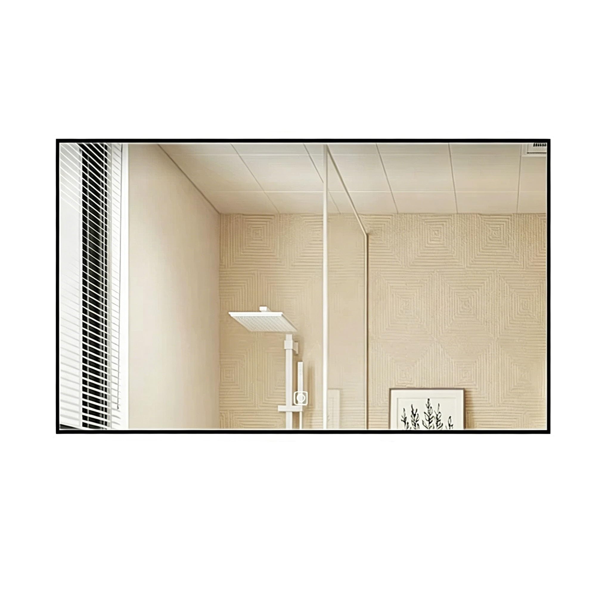 Zlthraustic Frameless LED Vanity Mirror, Wall Mount Bathroom Mirror with Defogging, 3000K/4000K/6000K Lights, Dimmable, Explosion-Proof HD Mirror(60x80cm)