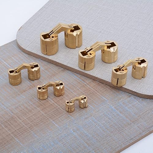 Miniatura 5 de Bisagras invisibles de barril de latón de 0.315 in ocultas ángulo de apertura de 180 grados para bricolaje joyero mano 4 piezas