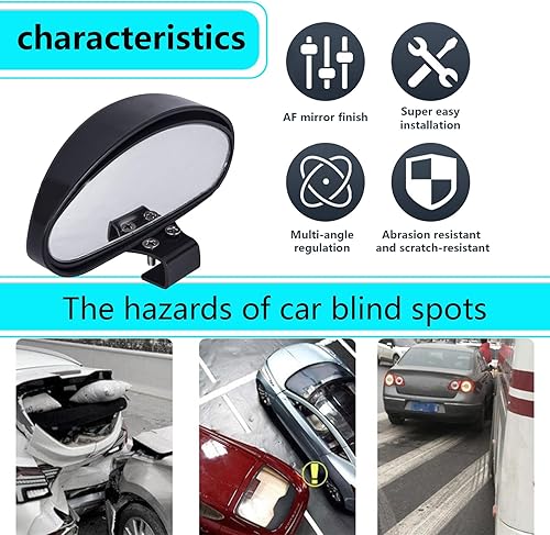 Miniatura 5 de Fluher Espejo de punto ciego de marcha atrás para automóvil, 4.5 x 2.9 pulgadas, espejo de conducción de seguridad ajustable de gran angular de