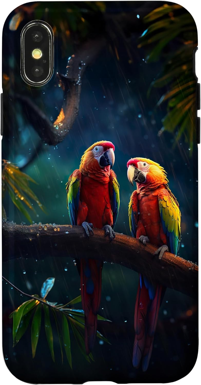 Vibrant Parrots in Rainforest Case for iPhone 13