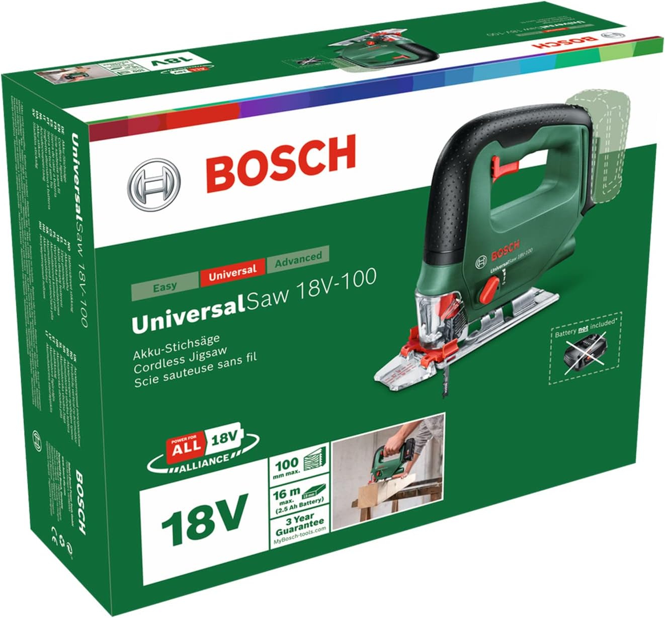 Bosch DIY USAW118H 18V Cordless Jigsaw (Main Unit Only, Battery and Charger Sold Separately) Green