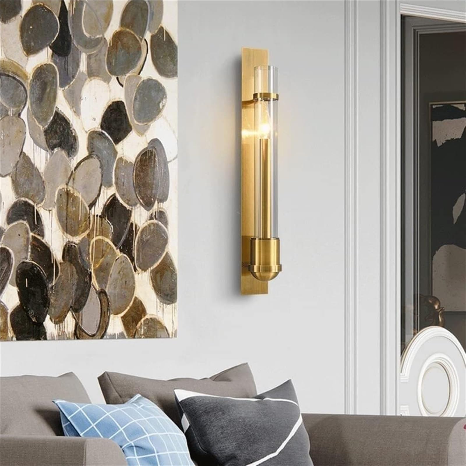 Barra Luminosa lineare in Vetro Mid Century da 23,6", luci da Parete per Interni a LED, lampade da Bagno Lunghe e antiche, Lampada da Montare nel corridoio in Stile Fattoria per l'illuminazi