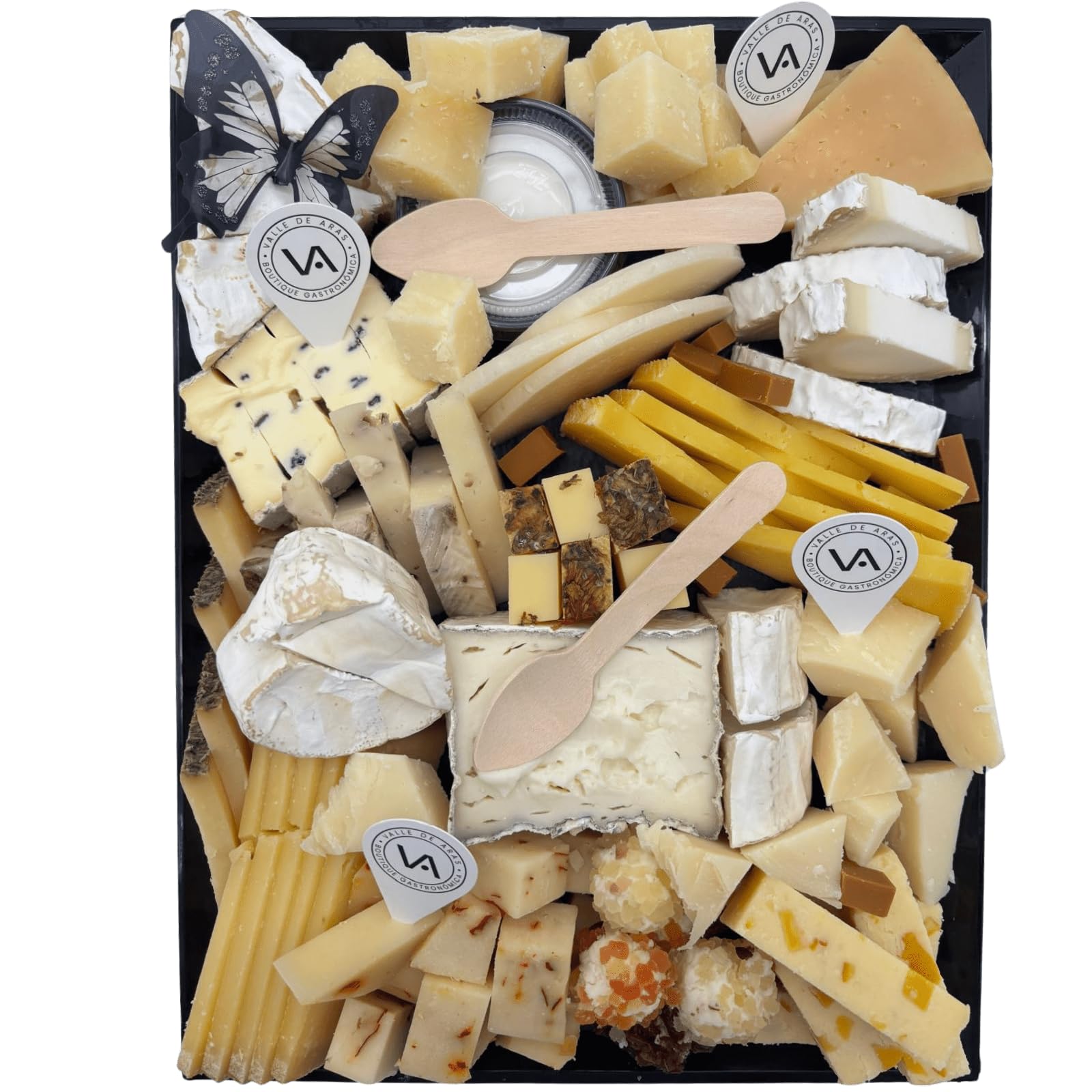 Tabla Buffet de Quesos 20 tipos Piezas | Selección Gourmet de 1.9kg de queso cortado | Variedad de Quesos Premium, Ideal para Eventos y Reuniones, Incluye Quesos Curados y Frescos.