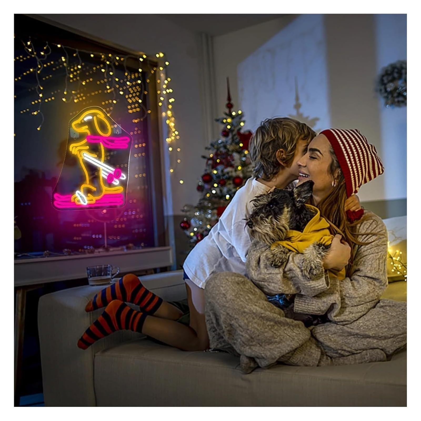 Lampada da parete con scritta Cane suona per jazz e luce al neon a LED per decorazioni per musica, feste, studio(34.8X42cm)
