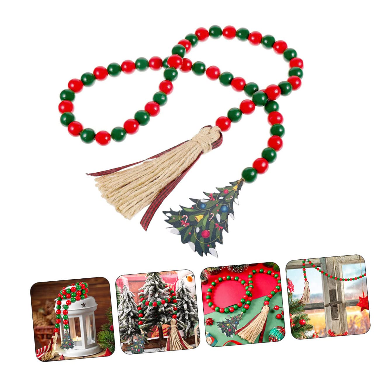 Ciieeo 5st Weihnachtsperlen Aus Holz Heimdekoration Weihnachtskranz Weihnachtsdekorationsset Weihnachtsperlengirlande Rote Quaste Weihnachten Perlenquaste Im Weihnachtsstil Hanfseil