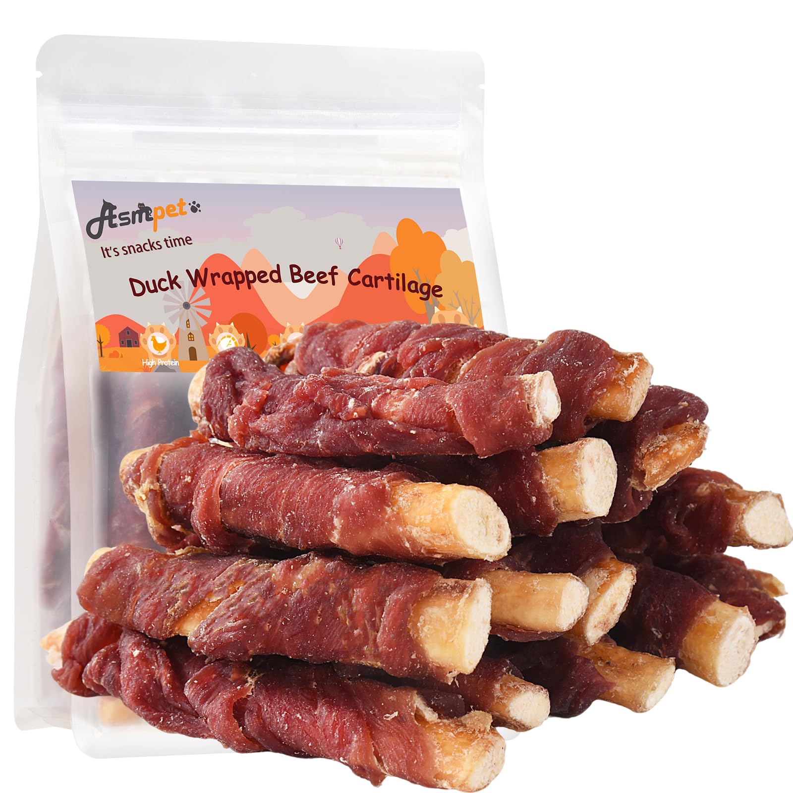 Amazon.com : ASMPET Dog Treats, Duck Wrapped Beef Cartilage Dog