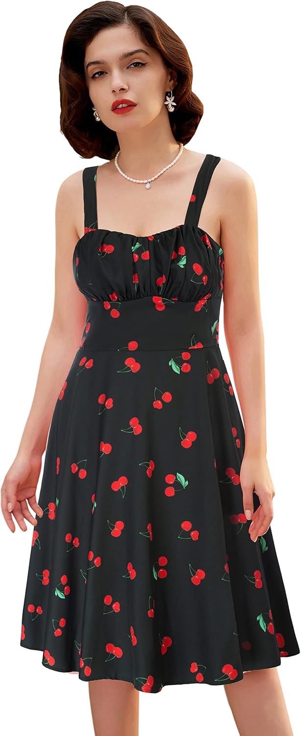 Belle Poque Vintage Floral Dress for Women 2026 Summer A-line Sleeveless Flowy Midi Elegant Wedding Guest Cocktail Dress - Image 2