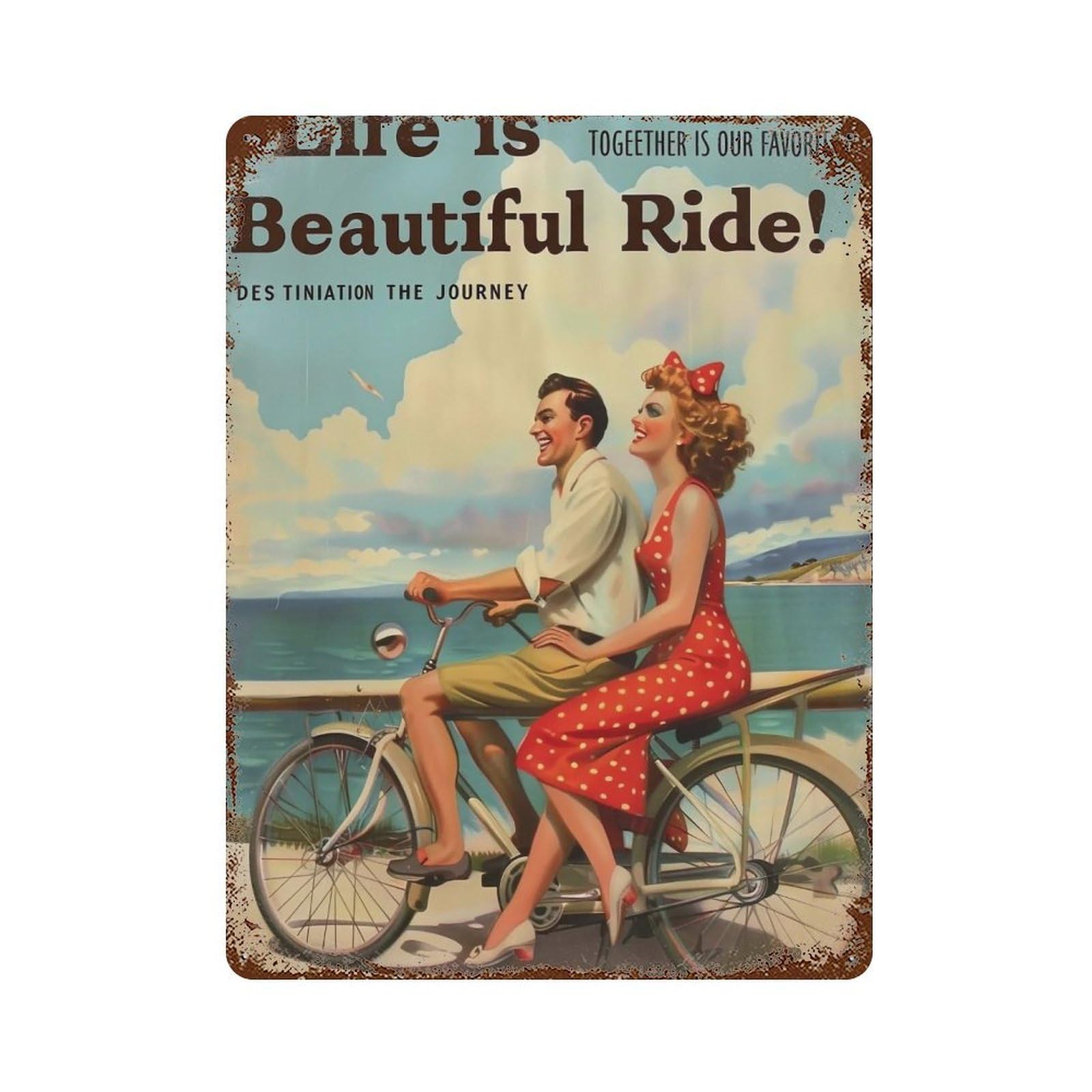 FHUYEURHRY Couple Tandem Bicycle 04 Wall Decor Retro Iron Vintage Art Metal Tin Sign Poster Modern Home Cofffee Club Art Bar Shop Decorations Style 40x30cm