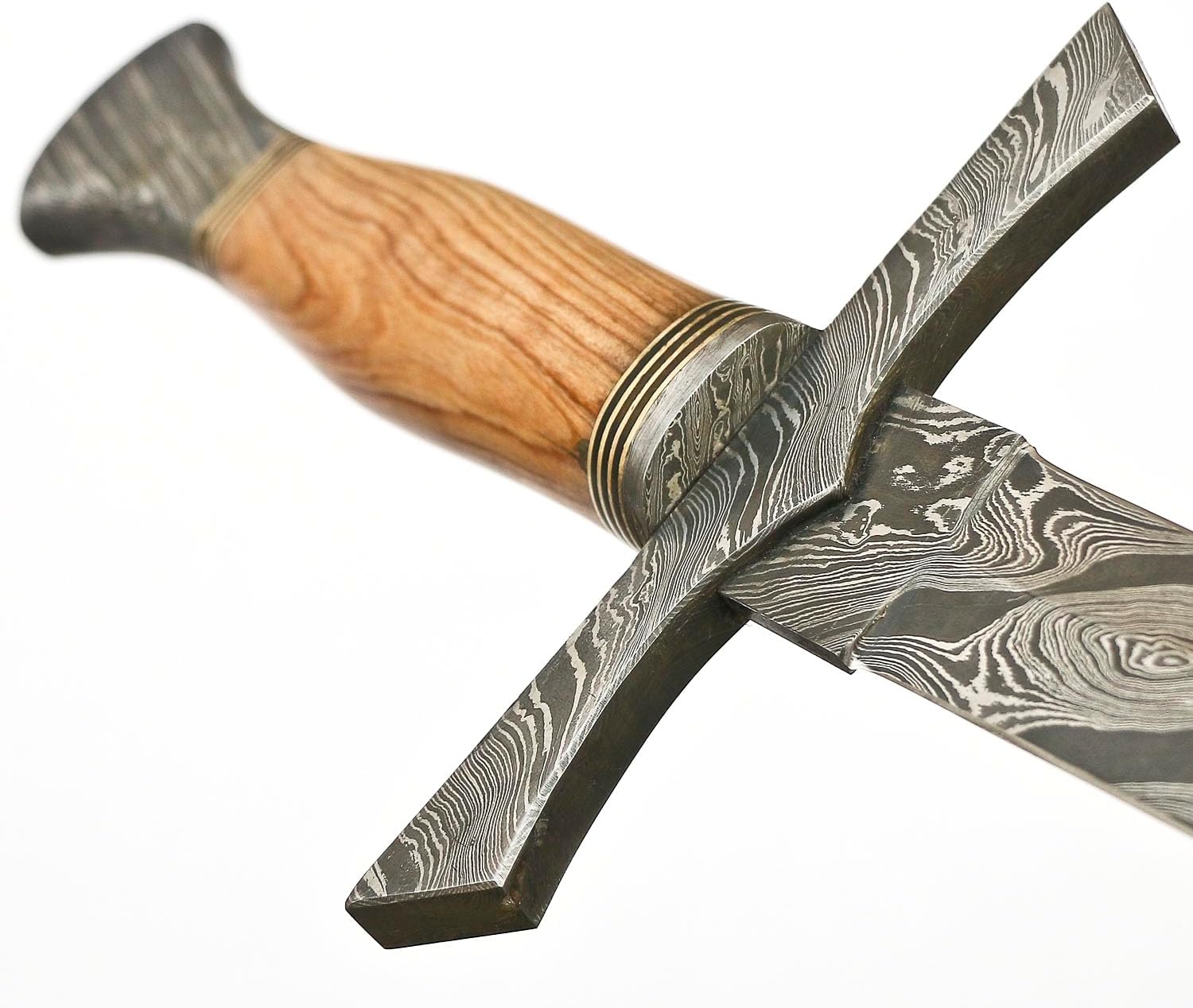 Handmade Damascus Sword - Short Sword with Sheath, Double Edge Greek Medieval Celtic Style JNR 2306