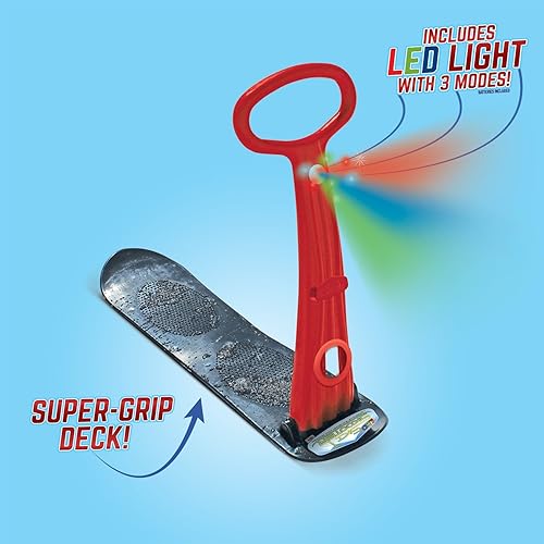 Miniatura 6 de GeoSpace Original LED Ski Skooter Monopatín o tabla de snowboard plegable para usar sobre nieve o césped, varios colores