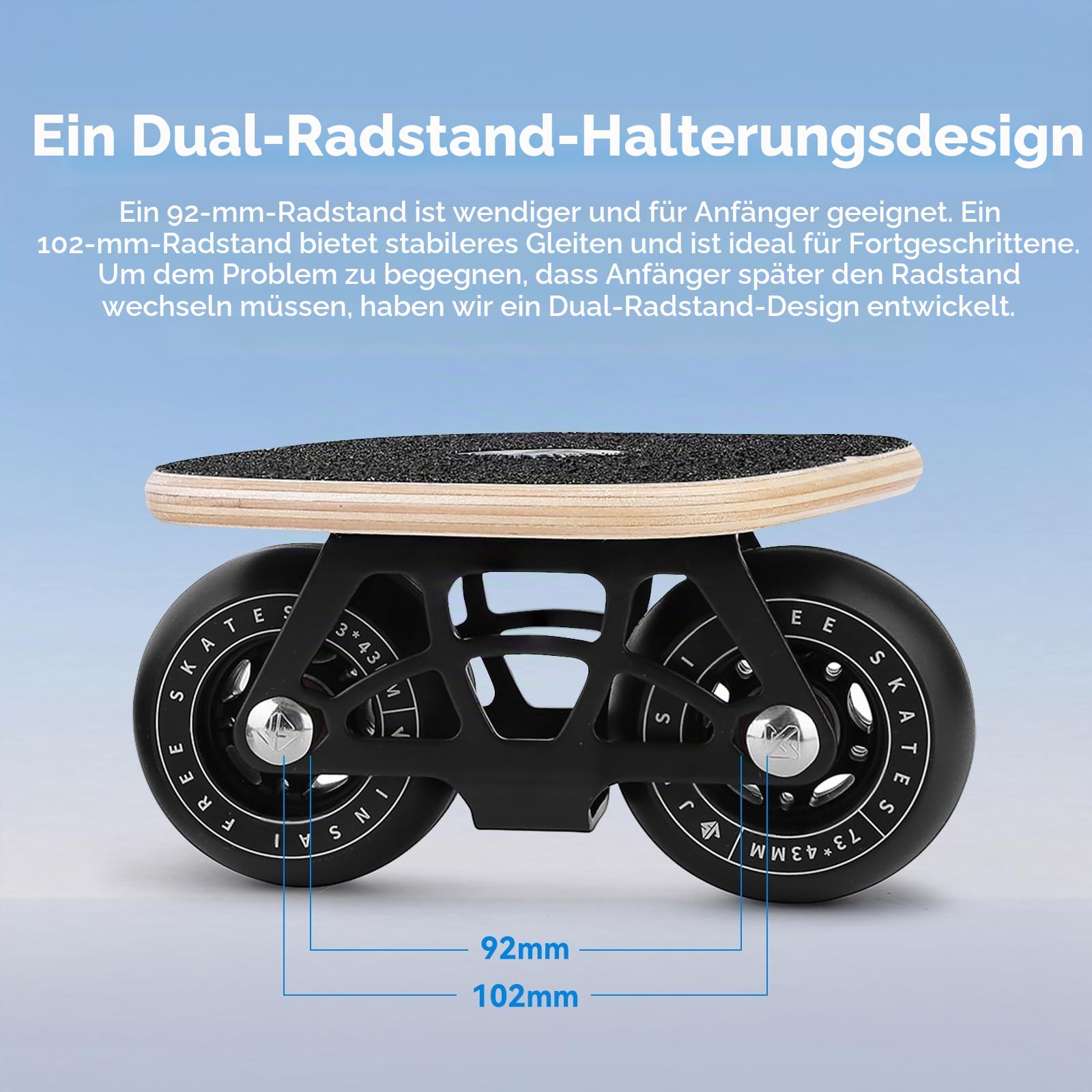 FreeSkates Tragbare Rollschuhe mit Ahorn-Deck, rutschfest, geteiltes Skateboard mit PU-Rädern, High-End-Kugellager (Farbrad)