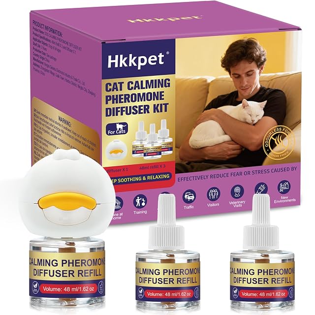 Difusor de Feromonas Calmantes para Gatos,1 Difusor + 3 Recargas de 48 ml