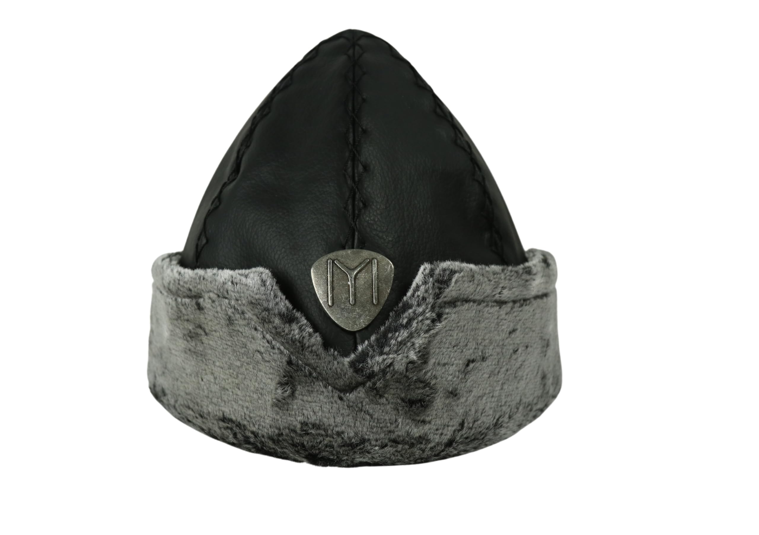 Dirilis and Osman Series Cosplay Bork Hats Turkish Ottoman Bork Hat Faux Fur Costume Accessory Winter Cap, Black, Grey, Standard (fits most head sizes)