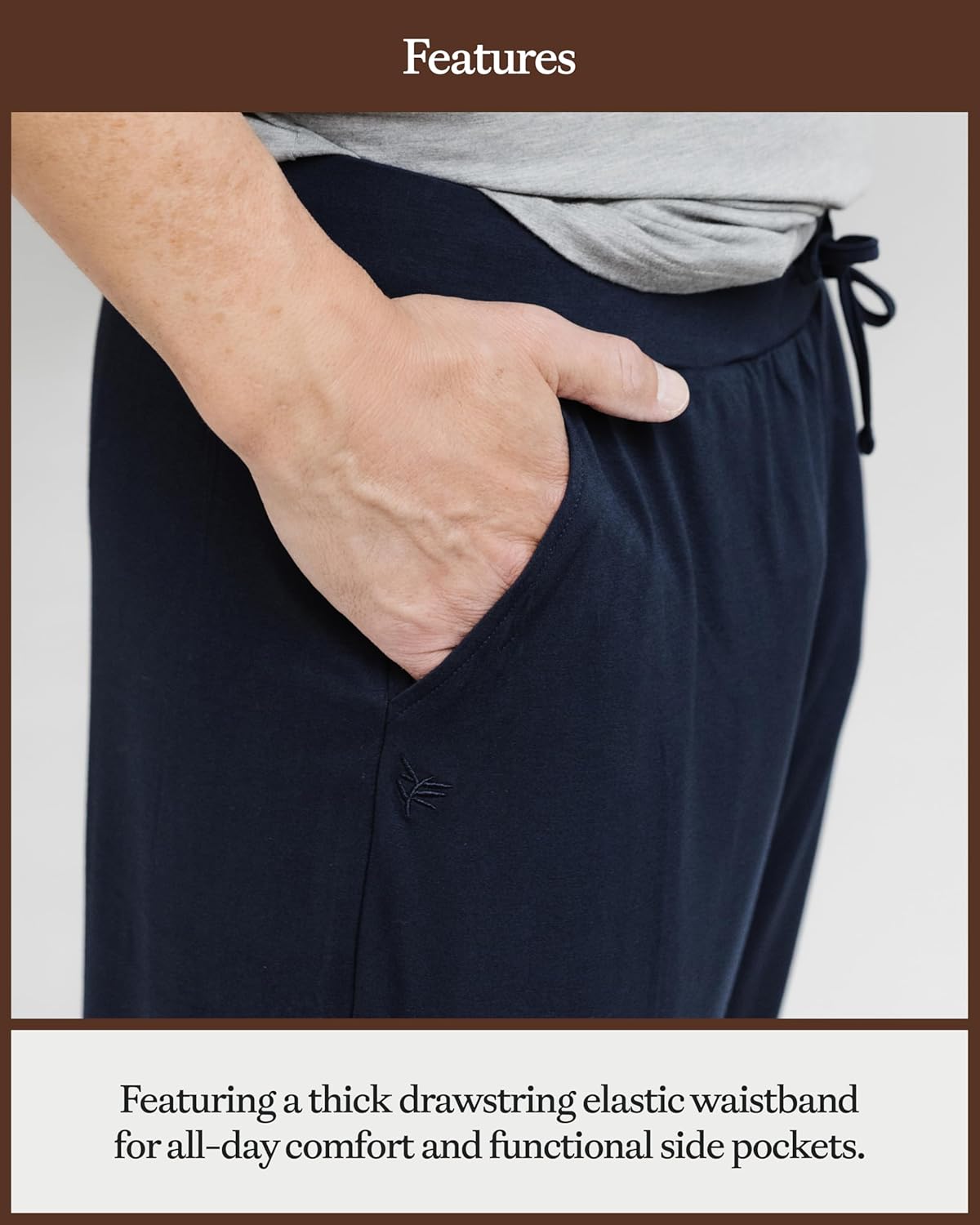 Cozy Earth Men’s Stretch-Knit Pajama Pants with Elastic Drawstring Waist & Side Pockets - Image 4