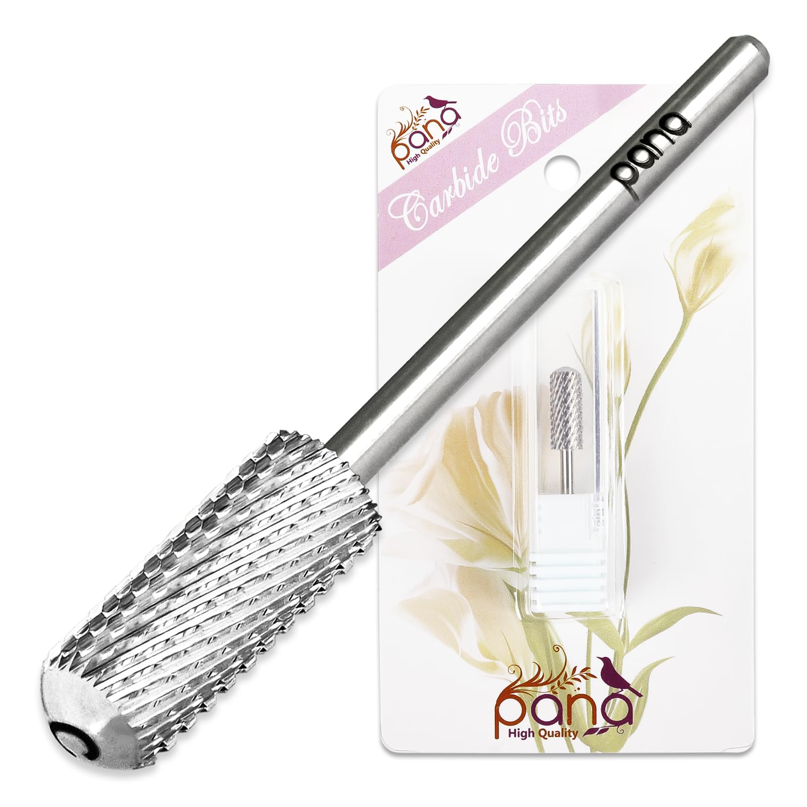 PANA Professional 3/32" Shank Size - Smooth Top Small Barrel Silver Carbide Bit Coarse Grit - Nail Drill Bit for Dremel Machine