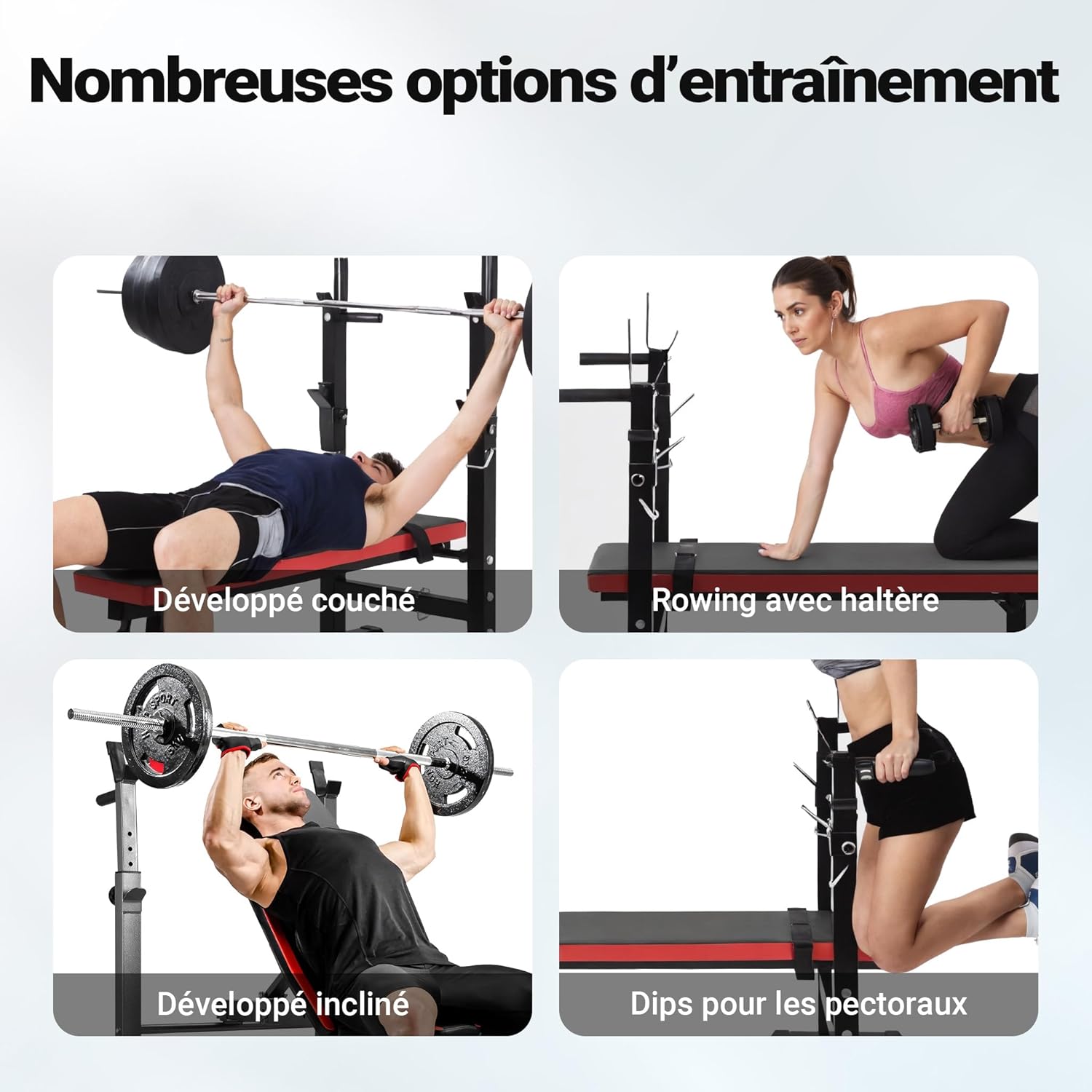 Multiple exercise options on Wiltec weight bench