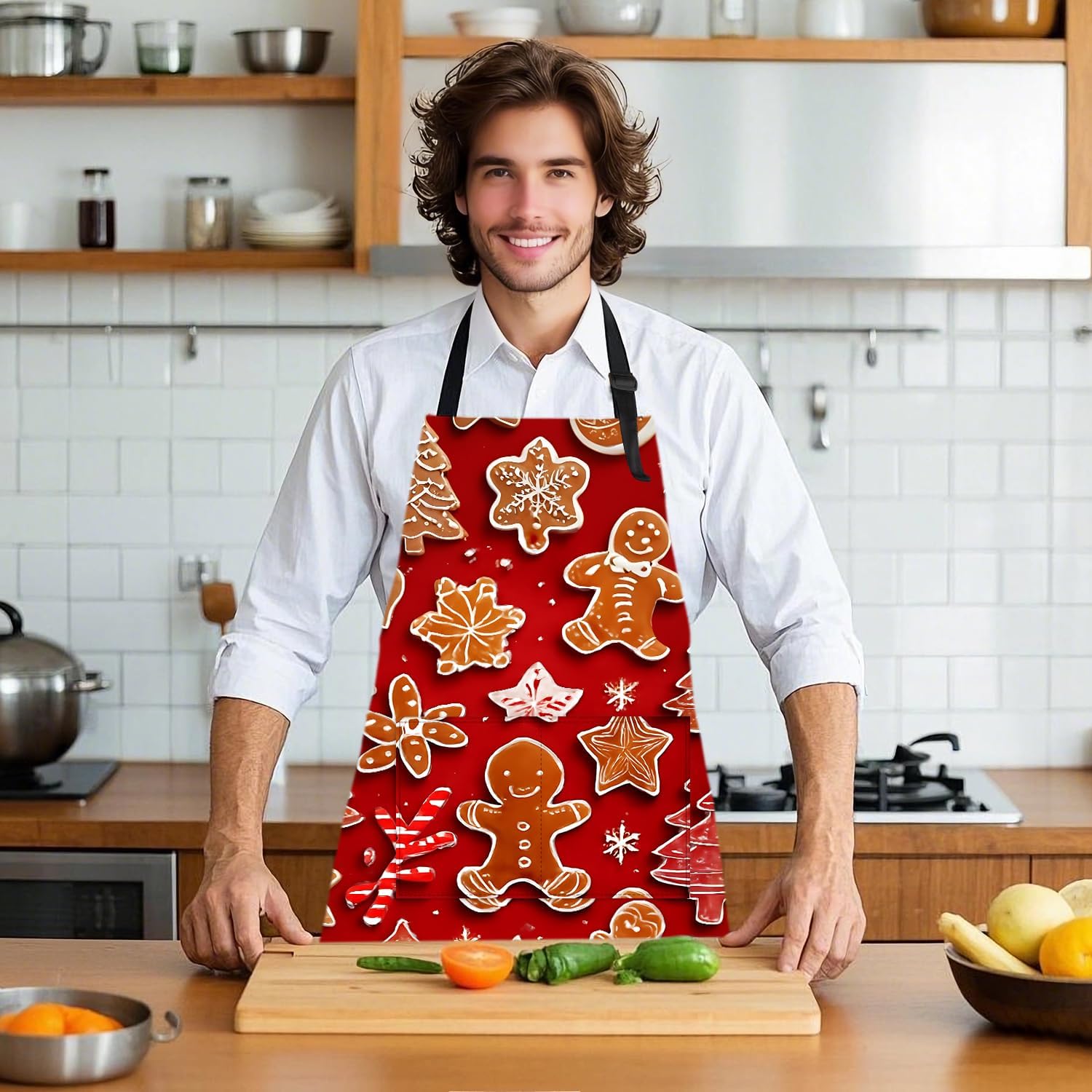 ANNA QUEEN Funny Aprons with Pocket for Women & Men, Cute Cooking Apron, Adjustable Kitchen Aprons for Baking BBQ