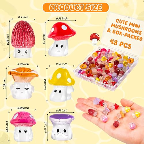 Miniatura 4 de 48 piezas Mini Estatua de Seta Linda de Resina Figuras Falsas de Hongo en Miniatura para Jardín de Hadas Terrario Accesorios Decoración Paisaje en