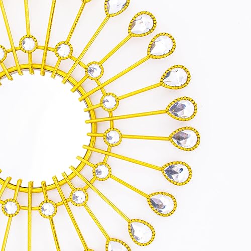 Vista 67 de Manortang Decoración de pared dorada de metal de 9 pulgadas, arte abstracto de sol, luna y estrella, arte de pared adornado con planeta místico