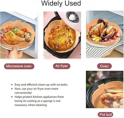 Miniatura 3 de Forro de papel desechable para freidora de aire 100 piezas de revestimiento cuadrado de 8 pulgadas para freidora de aire, grasa y pergamino de cesta