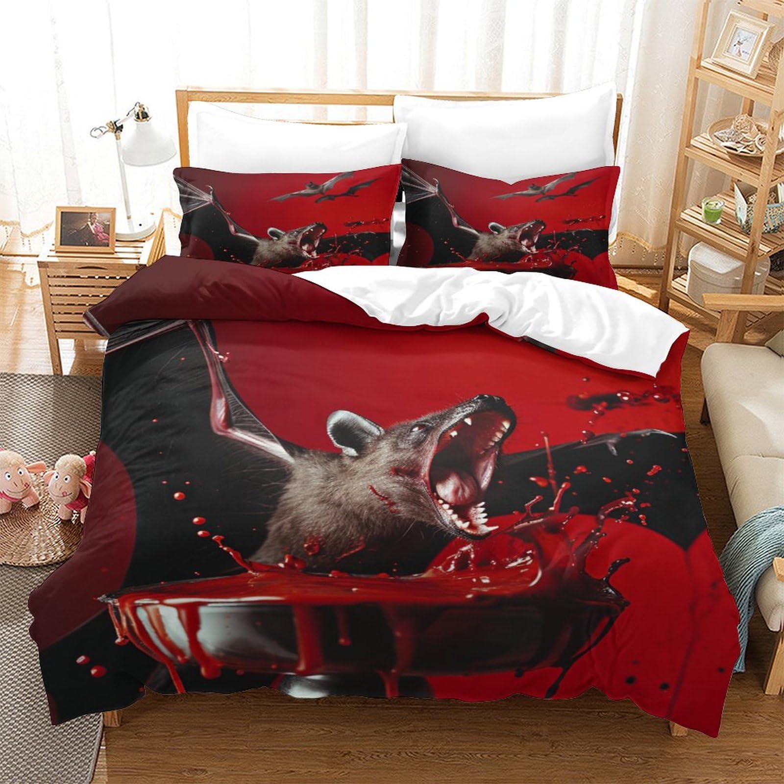 P1S9U7W5Y 3D Printed Fierce Wolf Duvet Cover Set 3pcs Microfiber Howling Wolf Bedding Set King