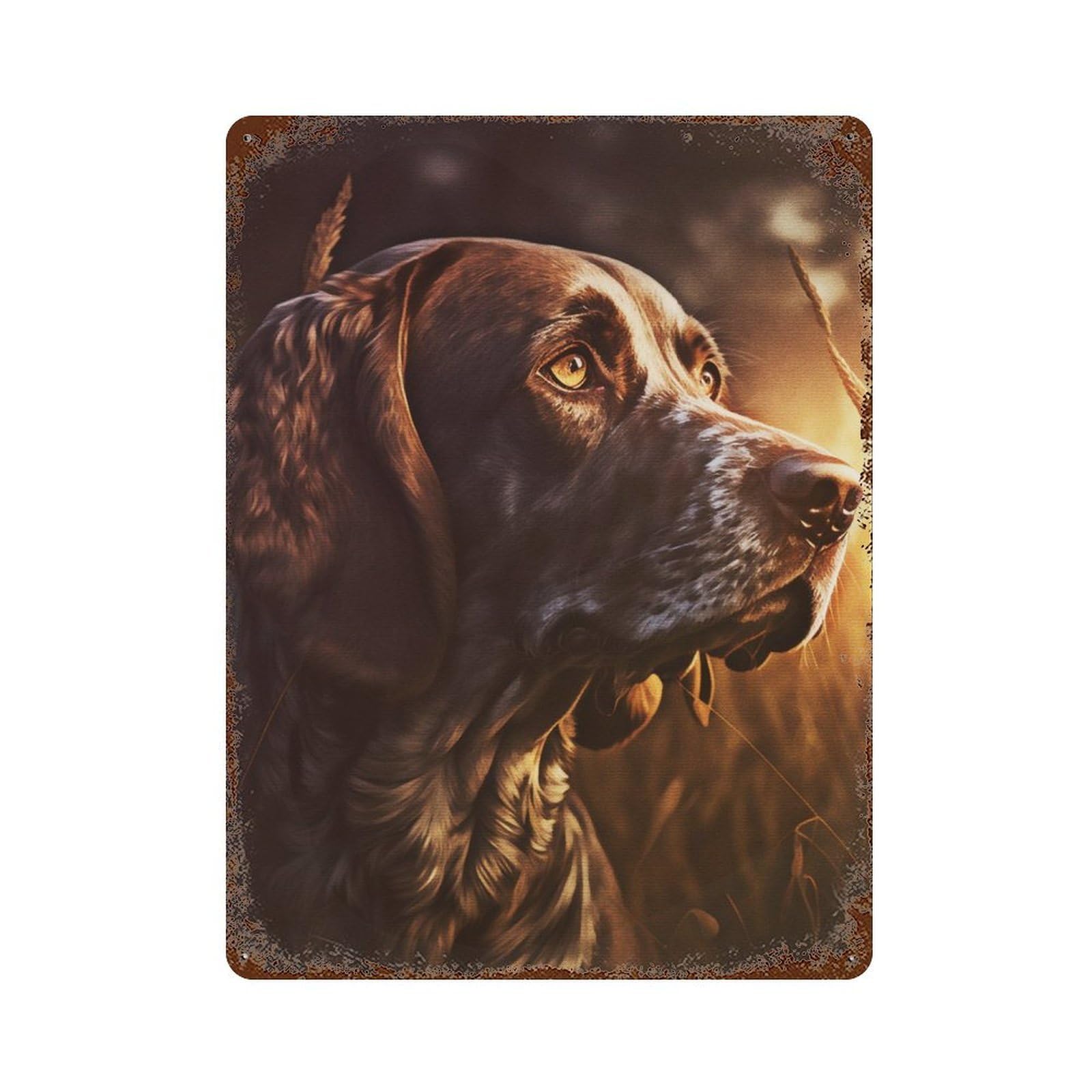 Portrait Dog Rustic Tin Plaque 15.7"x11.8", for Shed, Workshop And Garage Wall Decor, Rustic Home Decor