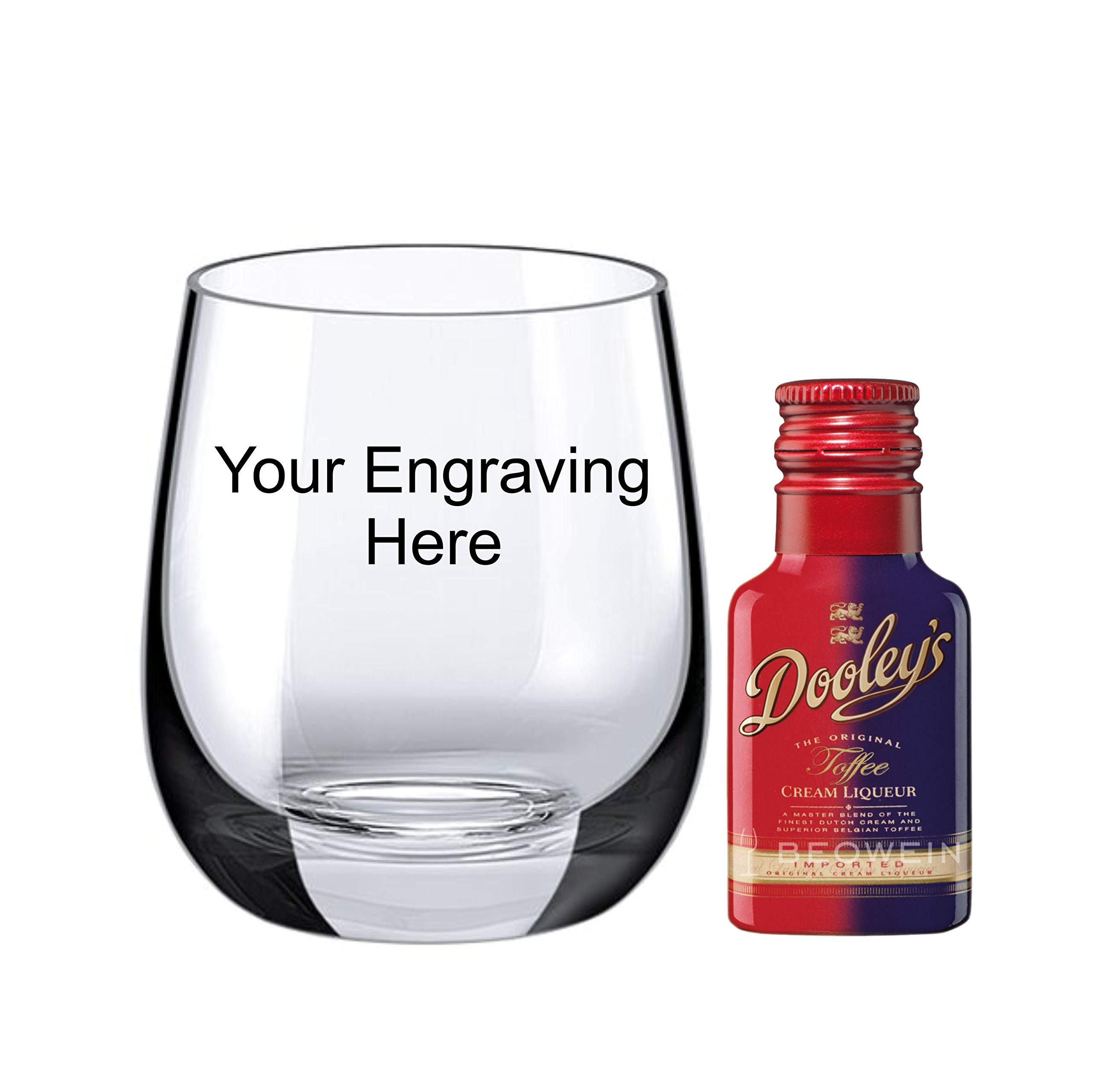 Personalised Engraved Roma Crystal Glass, with 20ml Miniature Dooleys Toffee Liqueur in Silk Lined Gift Box