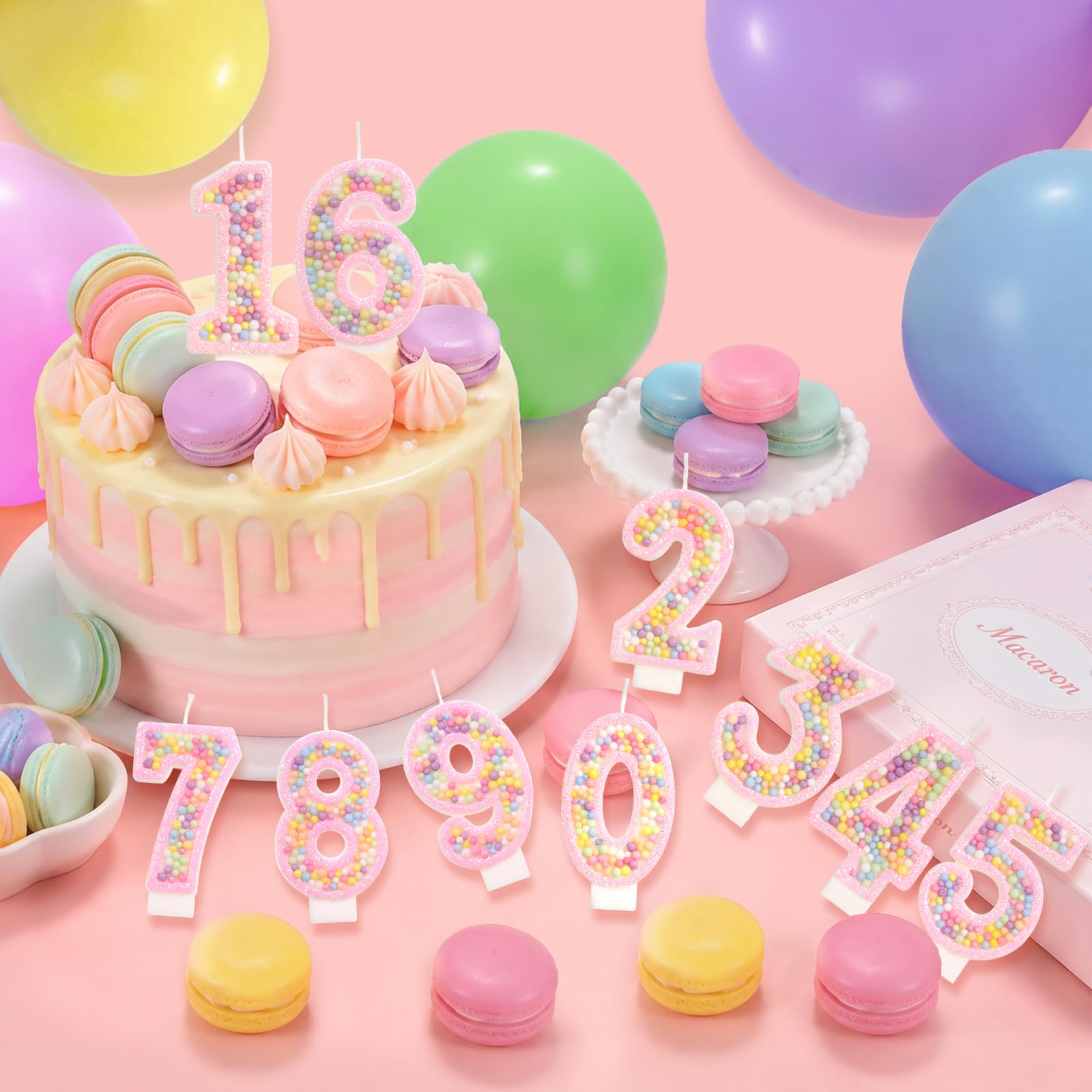 Pastel Macaron Birthday Candle - 2nd Birthday Decorations -4 Pastel Macaron Birthday Candle - 2nd Birthday Decorations -4