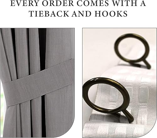 Miniatura 2 de Bhoomi - Panel de cortina plisada de doble pulgada para ventana extra ancha (gris, 60 x 96 pulgadas, 1 panel)