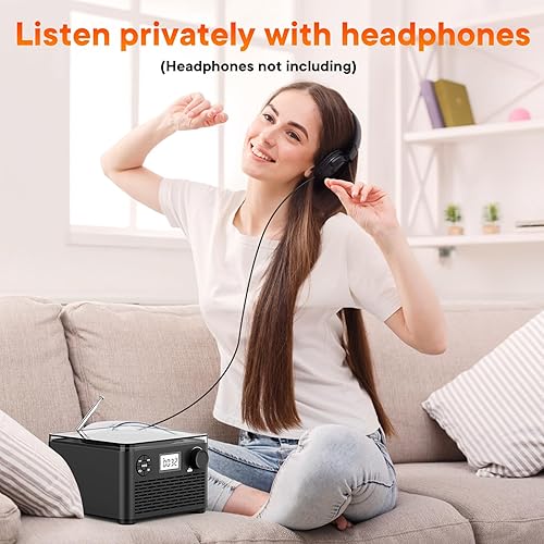Miniatura 7 de Reproductor de CD portátil con altavoces y Bluetooth Boombox de CD recargable con radio FM, reproduce CDMP3AudiolibroUSBTF-conector para