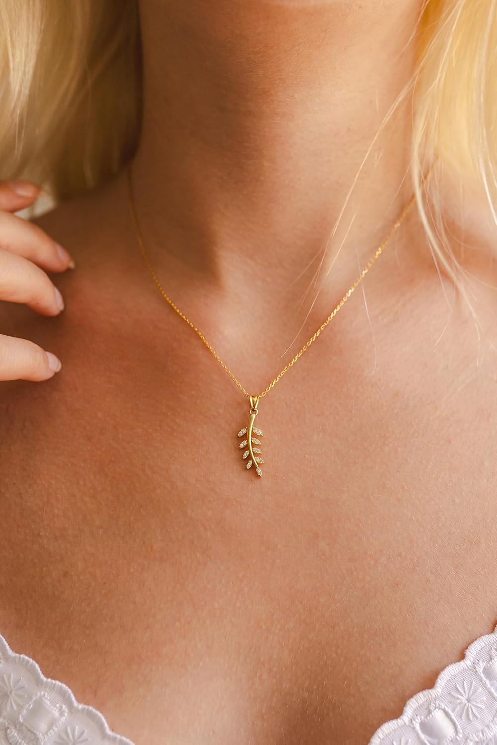 Olive Branch Necklace, Olive Branch Pendant, Olive Leaf Necklace, Leaf Necklace, Leaf Pendant, Handmade Jewelry, Branch Necklace, 925 Silver Jewelry, Gift for All - Image 2