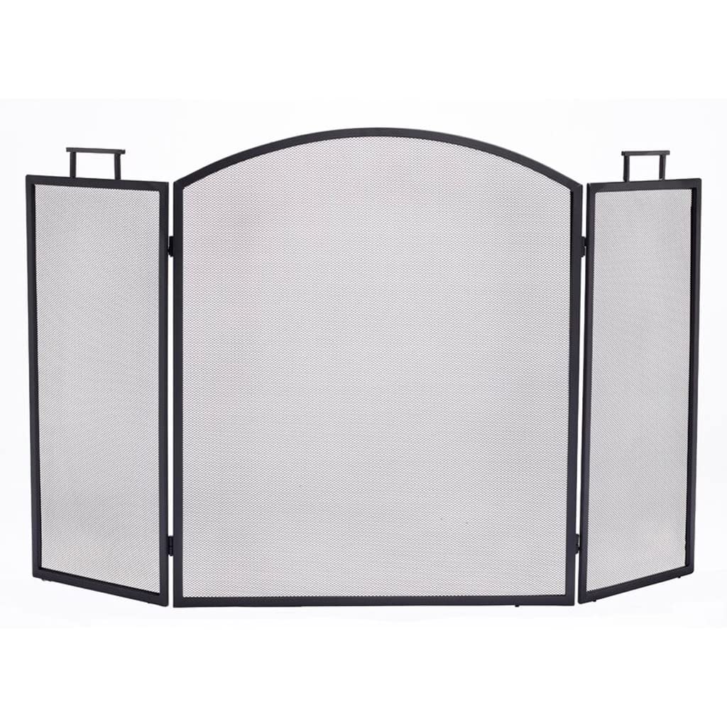 Fire Screen/Spark Fire Guard بسيطة لوحة الحديد المطاوع، شاشة قسم الموقد ثلاثة أضعاف، شاشة النار، السياج الواقي المنزلية L'25.9 × H'31.5 Fireguard