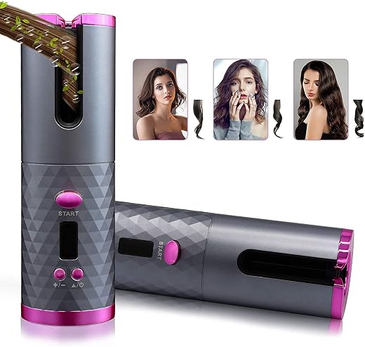 Deoxys Cordless Automatic Hair Curler, Anti-Tangle Wireless Auto Curling Iron Wand, Portable USB Rechargeable Spin Curler 
