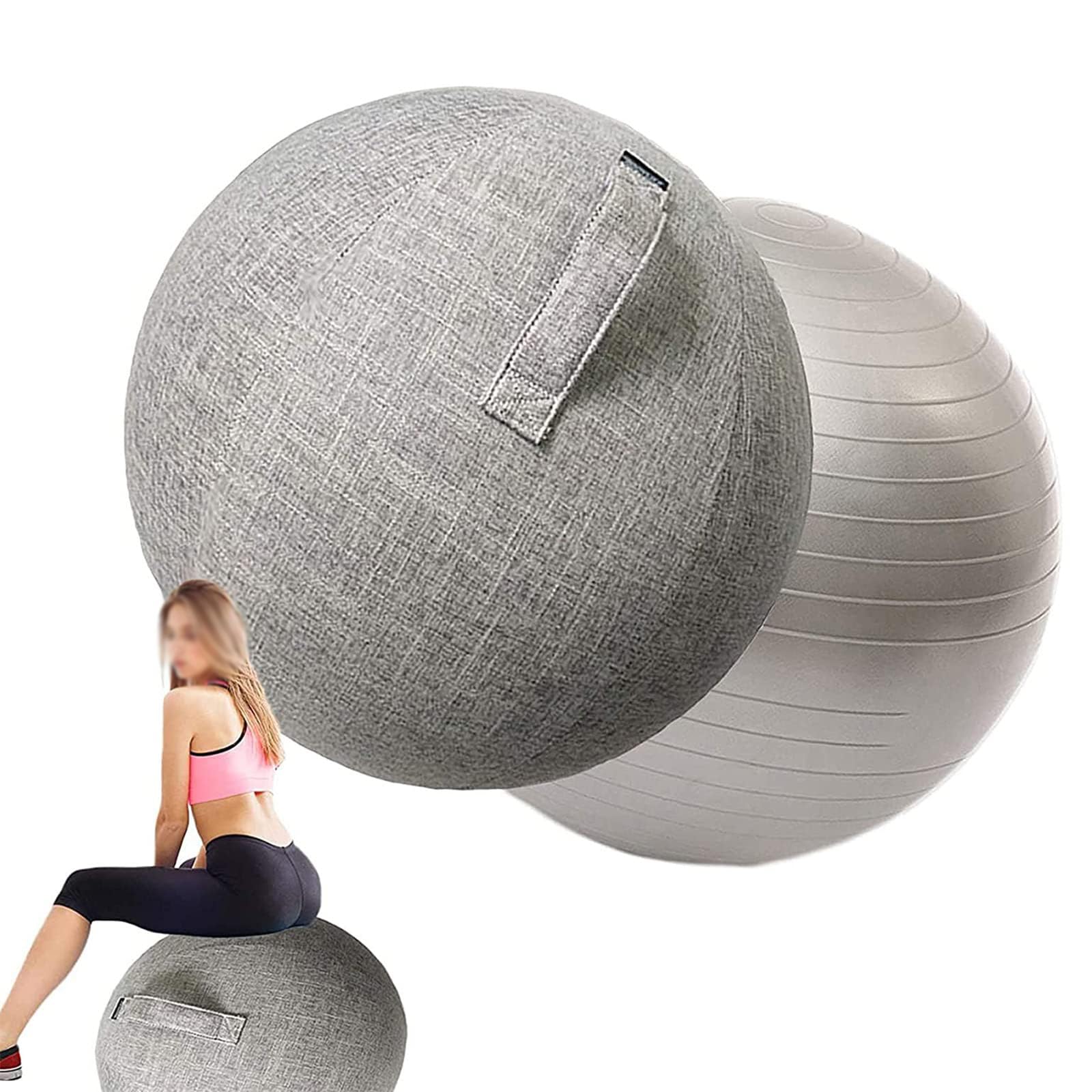 Pilates-Yoga-Ball Abdeckung Mit Griff – Leinen, Kratzfest, Als Schutzhülle Für Gymnastikbälle