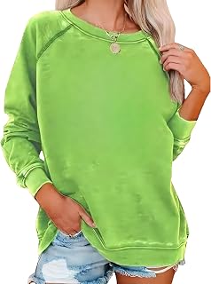 Women's Christmas Sweatshirts Funny Christmas Sweatshirts Green Printed Crew Neck Pullover Long Sleeves Casual Tops