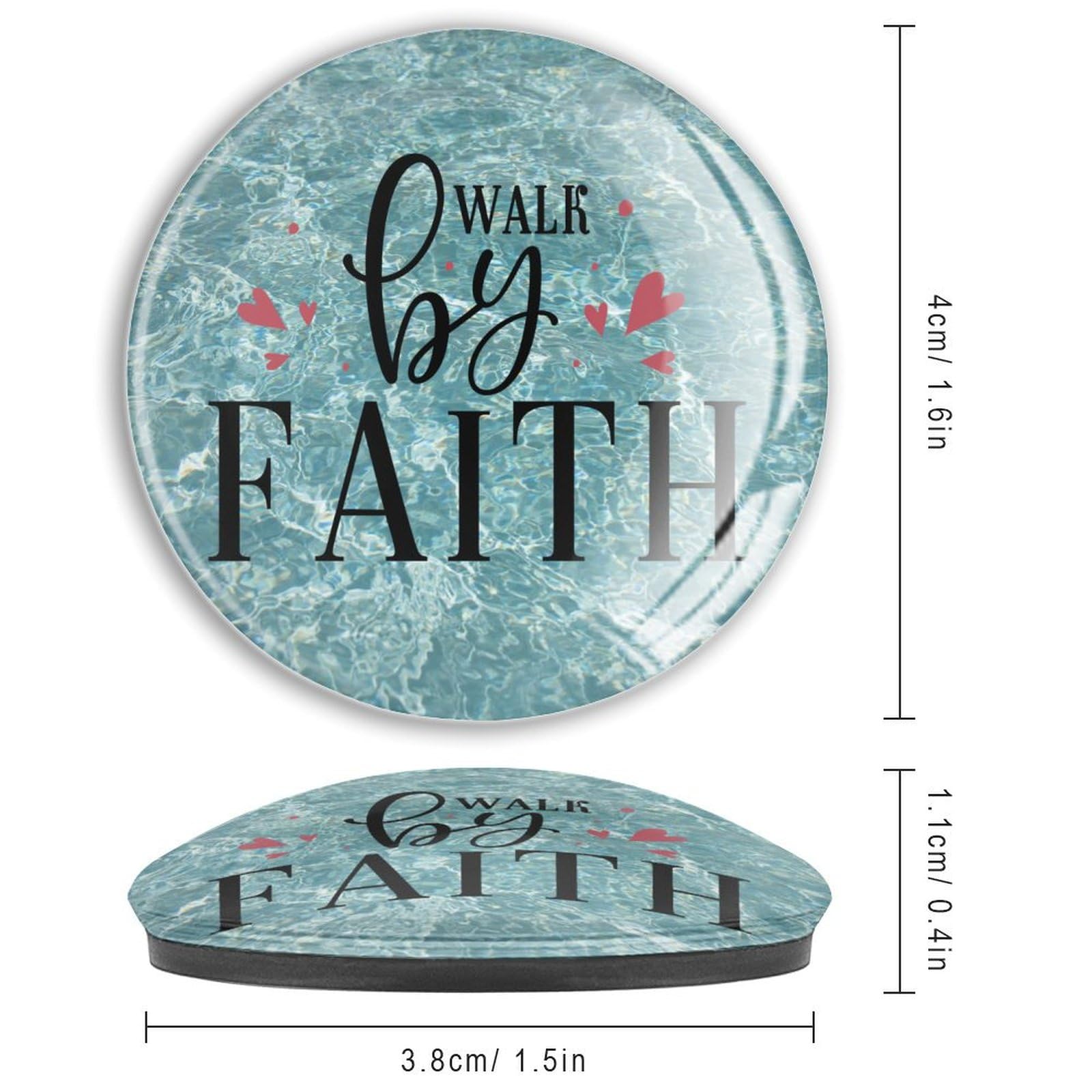 Walk By Faith Glas-Kühlschrankmagnete, religiöse Wörter, Buchstaben, starke Magnete, Zitate, Spruch, starke Kühlschrankmagnete, Glasmagnete für Spind, Whiteboard, Schule, Büro, Erwachsene,