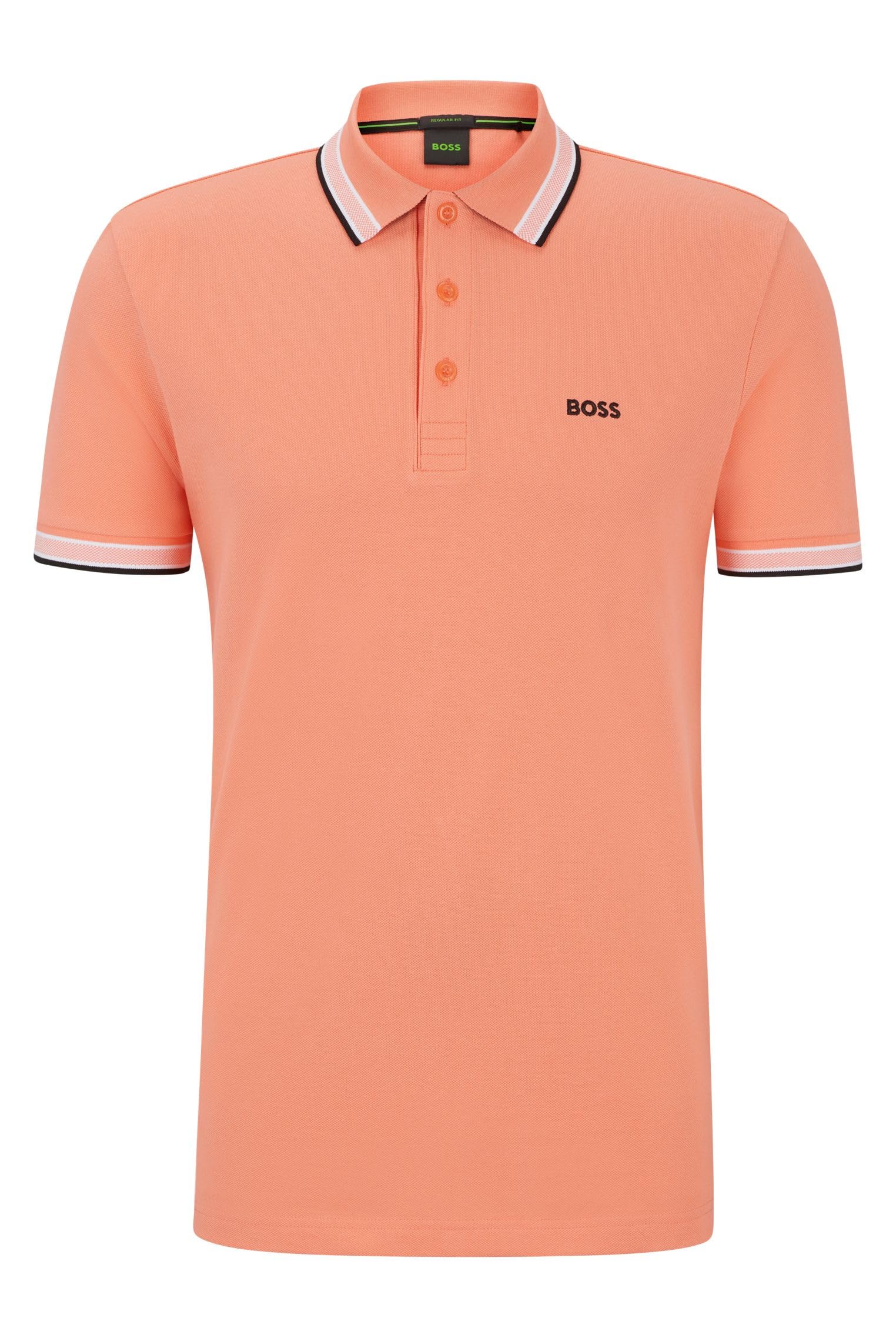 Boss Men's Green Paddy Polo Shirt With Contrast Tipping Red Extra Large