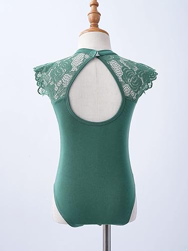 Miniatura 4 de JEATHA Leotardos de ballet para niñas tops de baile de bailarina encaje floral con botones entrepierna