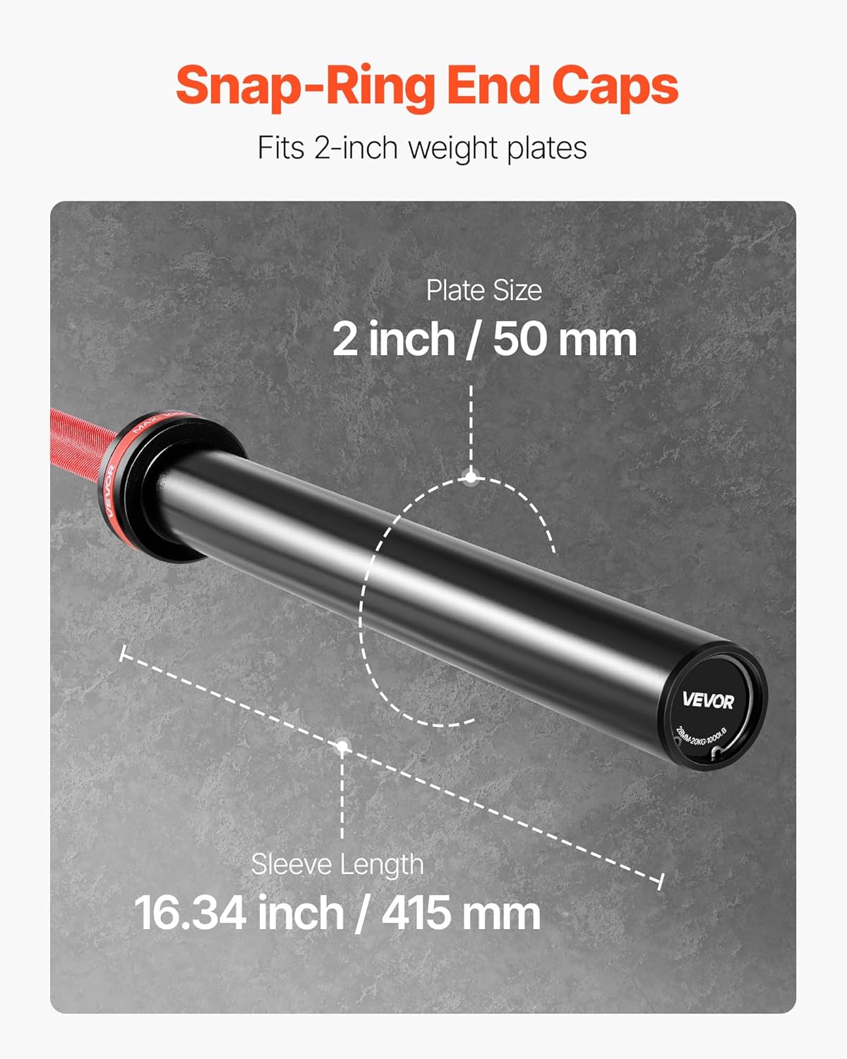 VEVOR 7FT/6FT/4FT Olympic Barbell Bar, Fits 2-Inch Weight Plates, Barbell Bar with Knurled Grip for Strength Training, Weightlifting, Squat, Deadlift, Bench Press, Curl, Overhead Press, 500lbs/700lbs/1000lbs Capacity