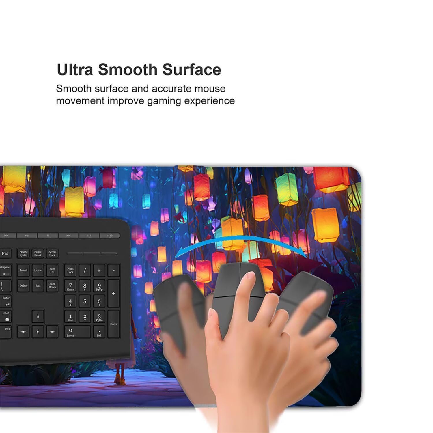 Tappetino per Mouse XXL 1200 x 600 mm Tappetino Mouse Gaming Grande, Mousepad con Base in Gomma Antiscivolo, Tappeto per Tavolo da Gaming per Mouse e Tastiera, Accessori PC (ragazza lanterna) H-123