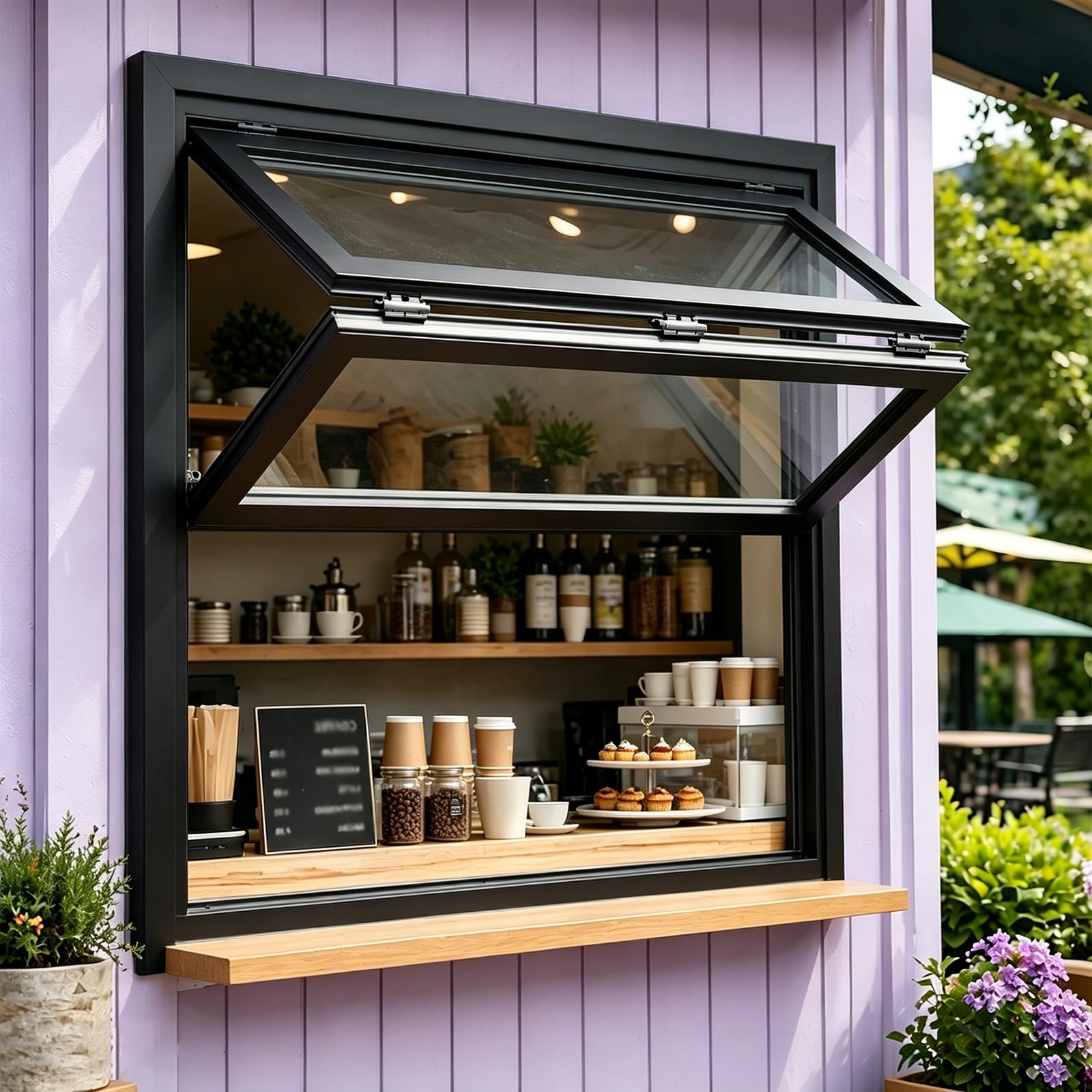 Concession Window, Aluminum Alloy Vertical Folding Sliding Window