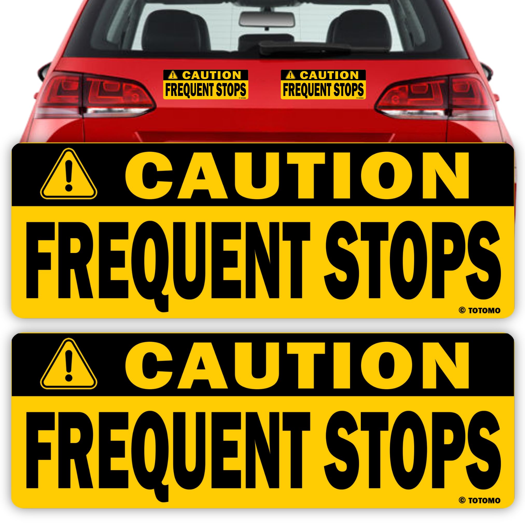 TOTOMO Caution This Vehicle Makes Frequent Stops Magnet 10"X3.5" Reflective Magnetic Safety Warning Sign Sticker for Carrier delivery Fleet Car Truck Van Flex Driver (2 Pack)