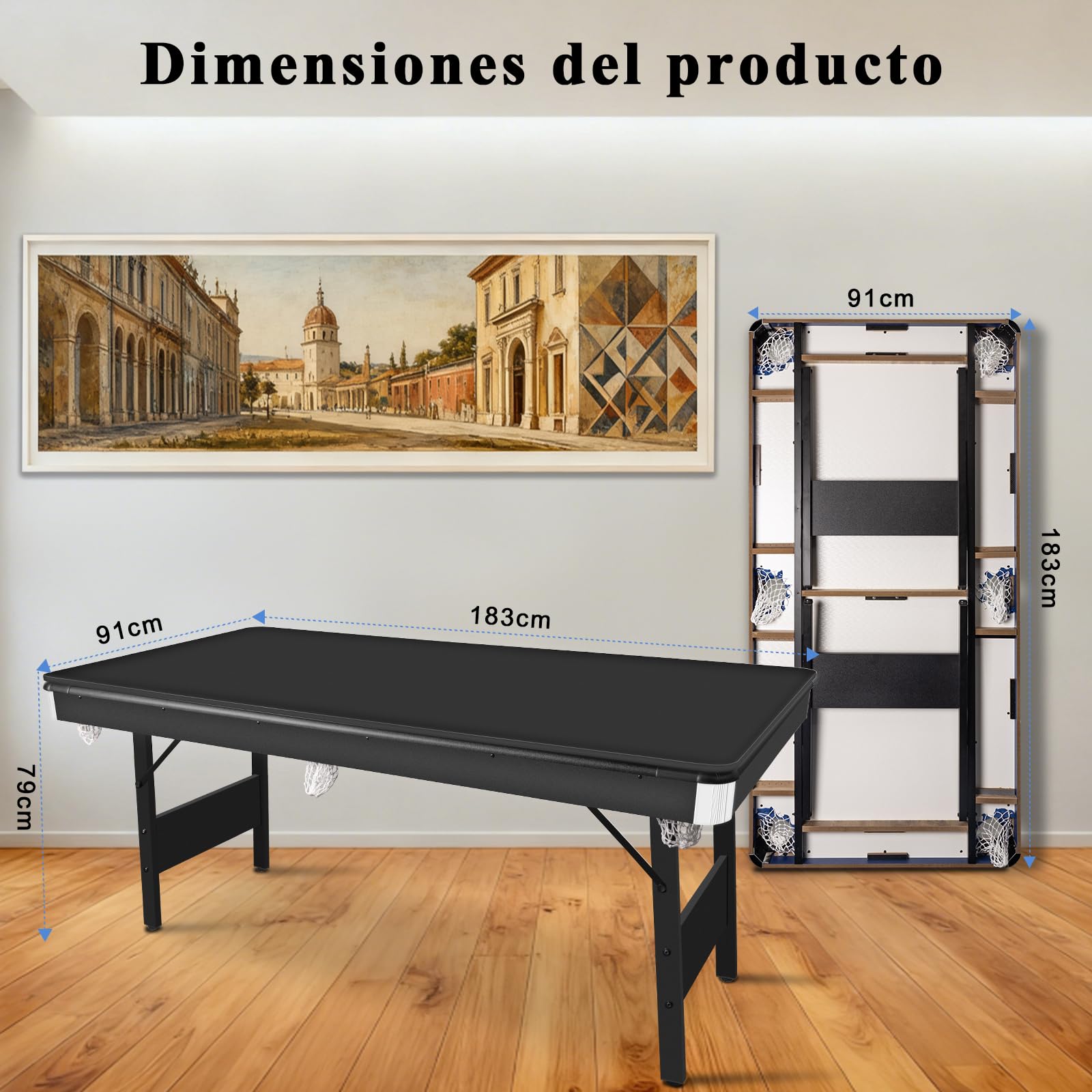 HLC Mesa de billar plegable, mesa de billar, billar, mesa multifunción con accesorios, adecuada para el hogar.
