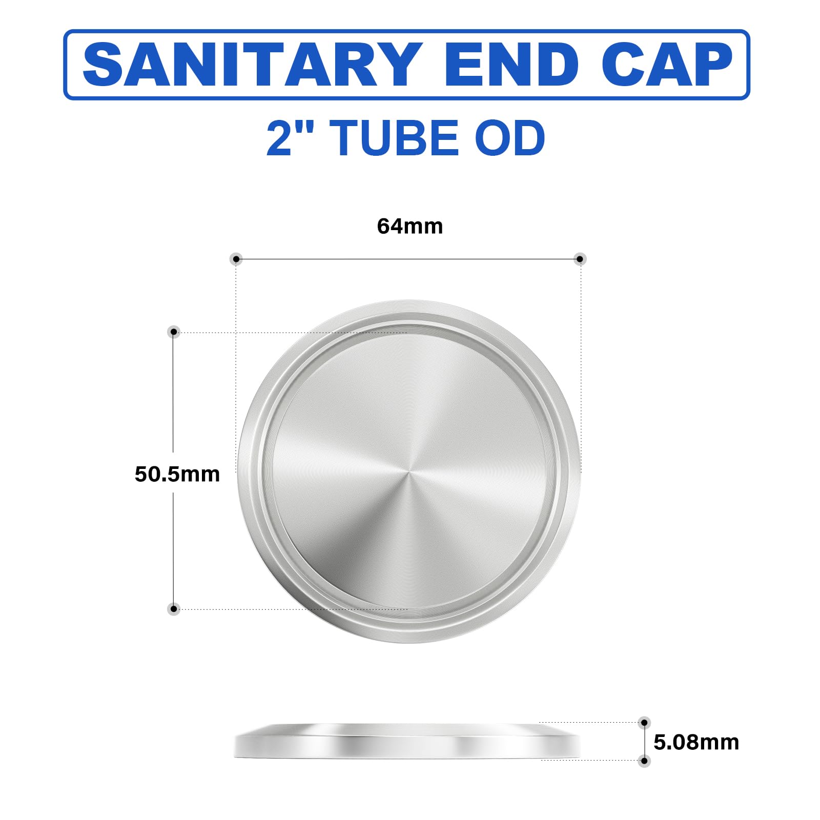 5 pièces Embout sanitaire compatible avec bride àCollier Tri-Clamp en acier inoxydable 304, raccord pour tube de 2" de diamètre extérieur (51 mm de diamètre extérieur)