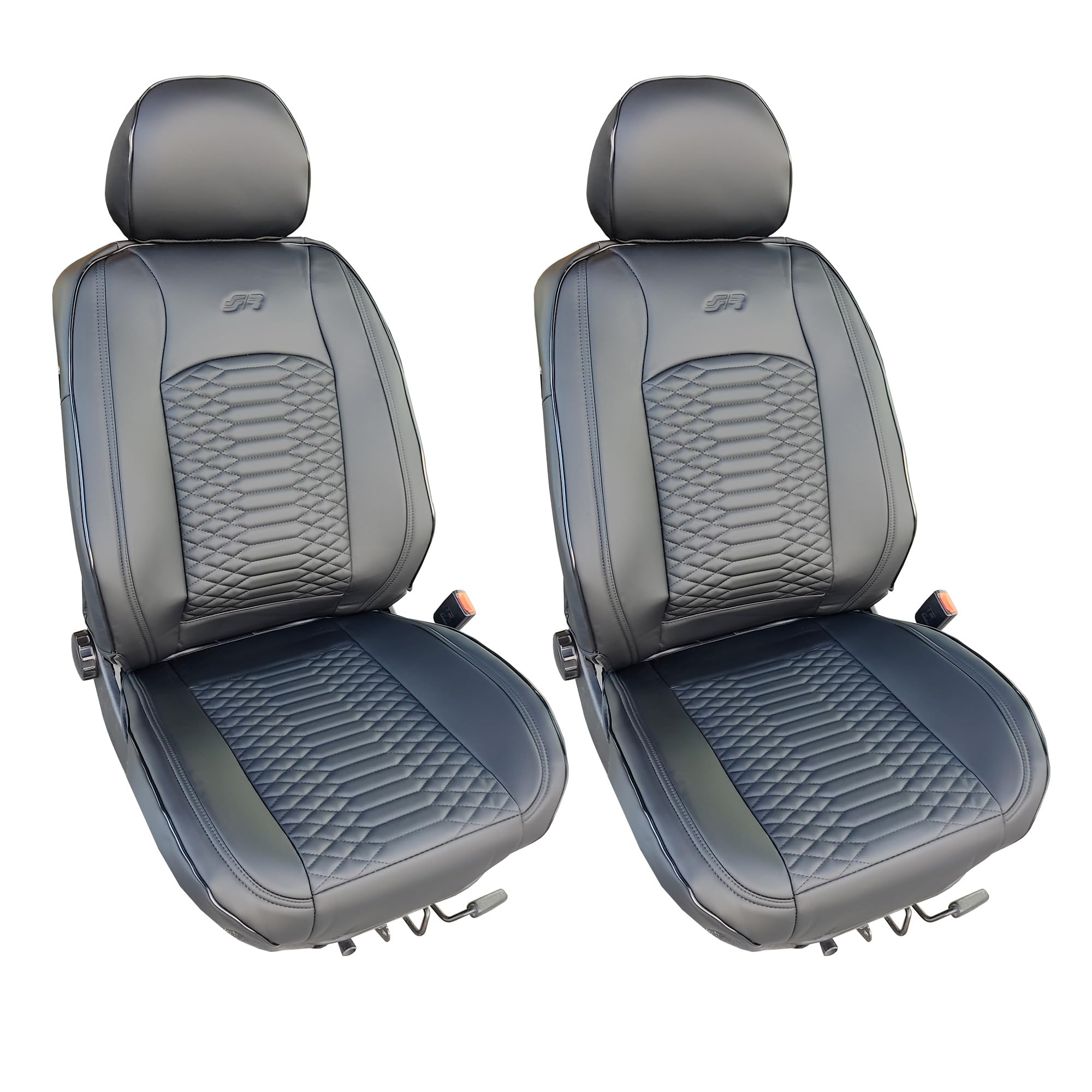 SIMONI RACING CSR/V Coprisedili per Auto, Set Coprisedili Anteriori con Poggiatesta, Coprisedili Universali, Pelle PU Nera Imbottita